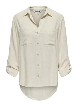 Camisa Only Yasmin Siesta bege para mulher.