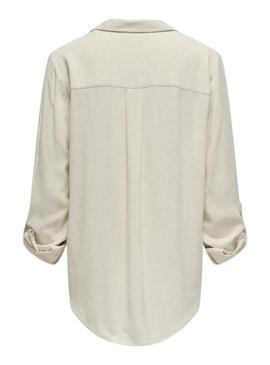 Camisa Only Yasmin Siesta bege para mulher.