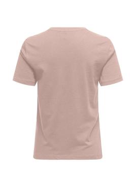 Camiseta Only Polly com bolso com flores rosa para mulher.