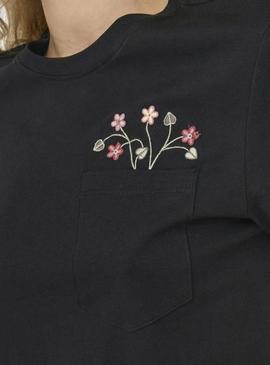 Camiseta Only Polly bolso com flores preto para mulher.