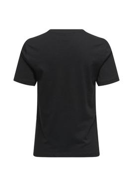 Camiseta Only Polly bolso com flores preto para mulher.