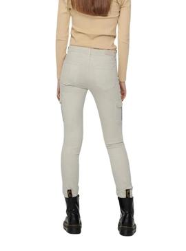 Calças cargo Only Missouri slim beige para mulher.