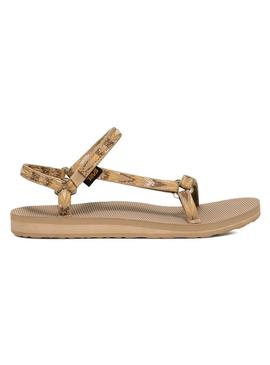 Sandálias Teva Original Universal Slim bege para mulher.