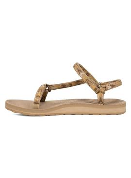 Sandálias Teva Original Universal Slim bege para mulher.