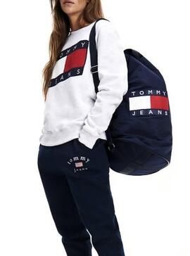 Sweat Tommy Jeans Flag Crew Cinza para Mulhe