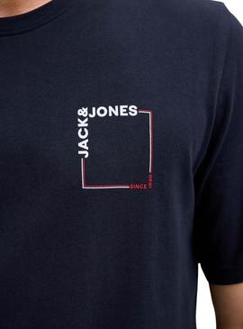Camiseta Jack and Jones Verner azul marinho para homem.