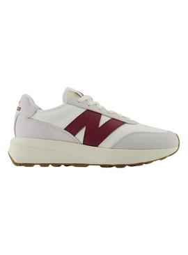 Sapatilhas New Balance U370 branco e grená para mulher e homem.