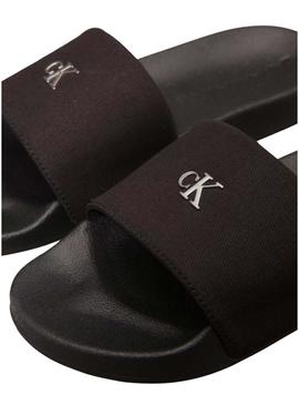 Chinelos Calvin Klein monograma preto para mulher