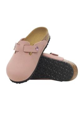 Tamancos Birkenstock Tokio rosa para menina.