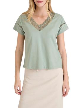 Camiseta Naf Naf Shara verde para mulher.