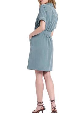 Vestido curto Naf Naf verde sable para mulher.