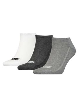 Pack de meias Levis Low Cut cinza para homem e mulher.
