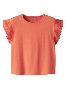 Camisa Name It Rejaline laranja para menina