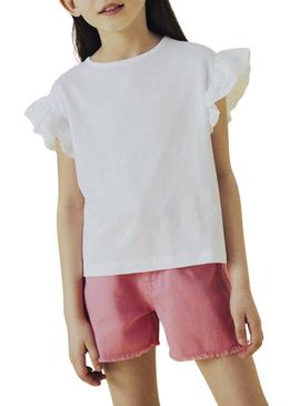 Camiseta Name It Rejaline branca para menina.