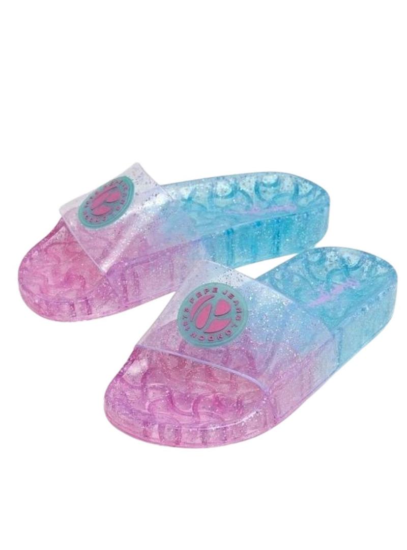 Chinelos Pepe Jeans Wave Glam com glitter para menina