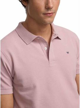  Polo Clássica Lisa rosa para homem.