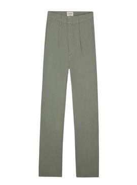 Calça Silbon Sport Chino lisa verde para homem.