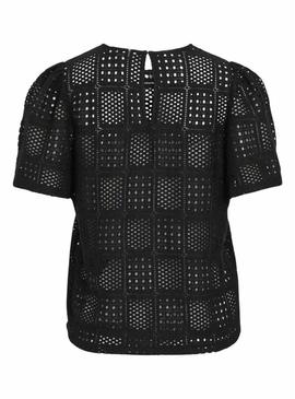 Top preto perfurado Vila Vinovira para mulheres