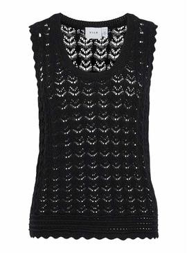 Top Vila Vidolise de crochê preto para mulher 