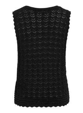 Top Vila Vidolise de crochê preto para mulher 