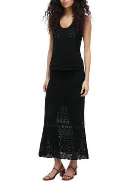Top Vila Vidolise de crochê preto para mulher 