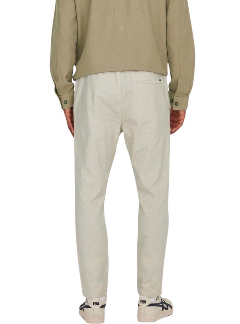 Calça Only and Sons Linus bege para homem.