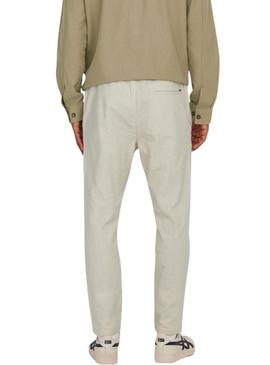 Calça Only and Sons Linus bege para homem.