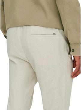 Calça Only and Sons Linus bege para homem.