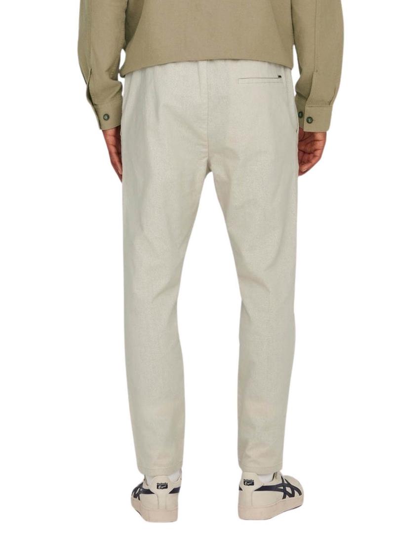 Calça Only and Sons Linus crop bege para homem