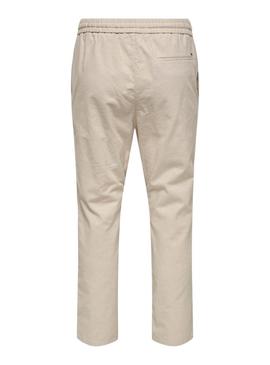 Calça Only and Sons Linus crop bege para homem