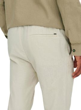 Calça Only and Sons Linus crop bege para homem