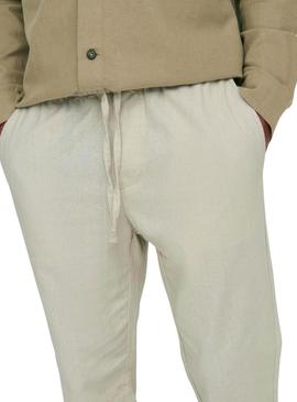 Calça Only and Sons Linus crop bege para homem