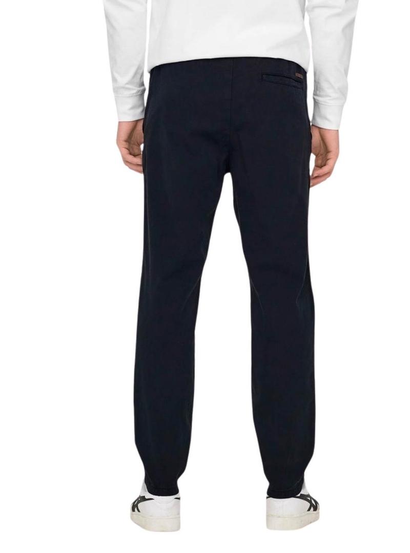 Calça Ony and Sons Linus Taper azul marinho para homem.
