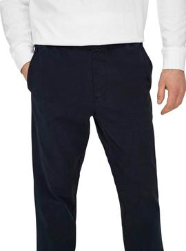 Calça Ony and Sons Linus Taper azul marinho para homem.