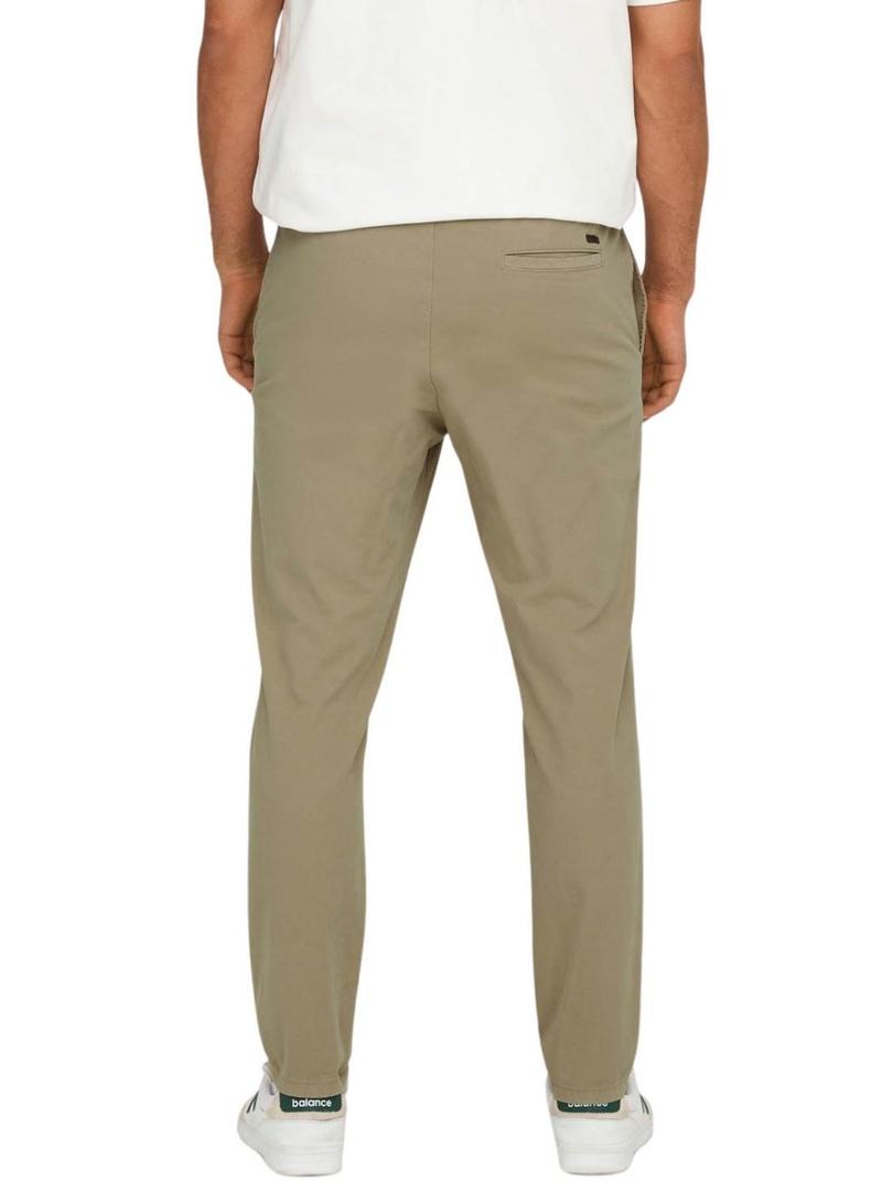 Calça Ony and Sons Linus Taper camel para homem.