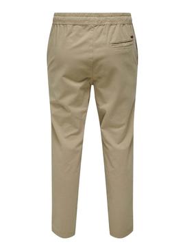 Calça Ony and Sons Linus Taper camel para homem.