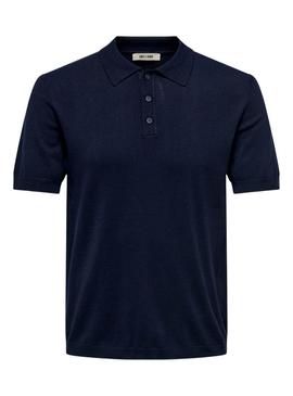 Camisa Polo Only and Sons Wyler azul marinho para homem.