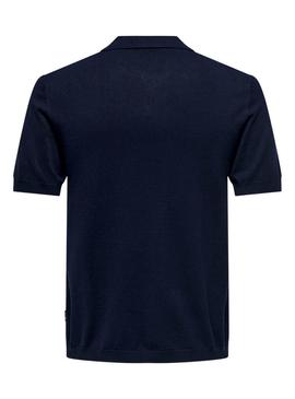Camisa Polo Only and Sons Wyler azul marinho para homem.