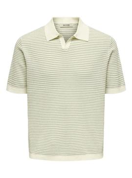  Polo Only and Sons Kian verde e bege para homem.