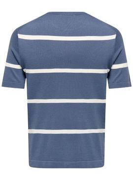 Camisa Only and Sons Wyler listrada azul para homem.