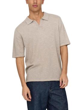 Camisa Polo Only and Sons George bege para homens