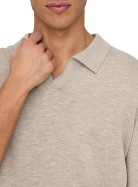 Camisa Polo Only and Sons George bege para homens