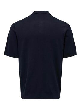 Camisa de polo azul marino Only and Sons Wyler para homem.