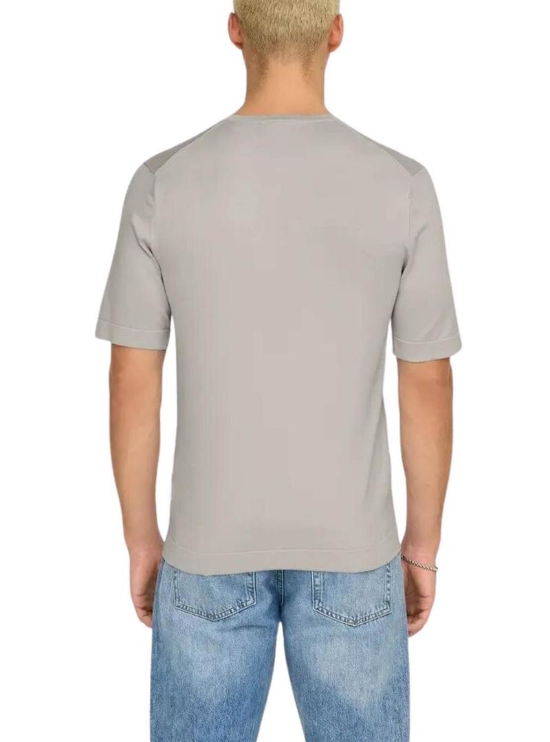 Camiseta de malha Only and Sons Wyler cinza para homem.