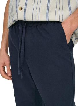 Calça Only and Sons Linus azul marinho para homem