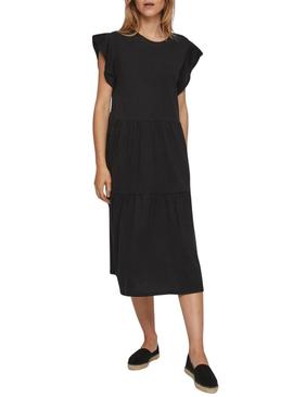Vestido Vila Visummer midi preto para mulher