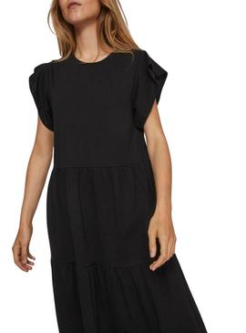 Vestido Vila Visummer midi preto para mulher