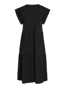 Vestido Vila Visummer midi preto para mulher
