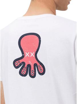 Camisa El Pulpo Triplologo branca e rosa para homem.
