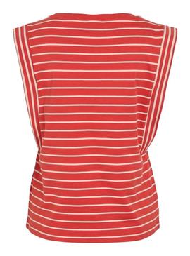 Camiseta Vila Viveriana coral e branco para mulher.